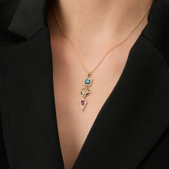 Altın Renkli Taşlı Kolye - 3