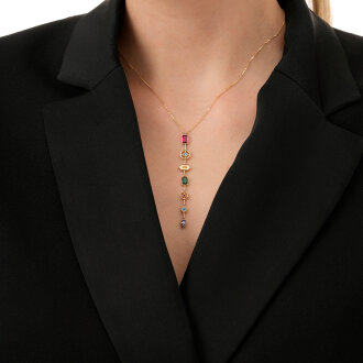 Altın Renkli Taşlı Modern Kolye - 3