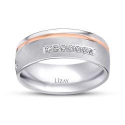 Altın Rose Beyaz Alyans - 1