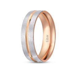 Altın Rose Beyaz Modern Alyans - 2