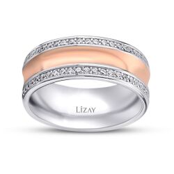 Altın Rose Beyaz Taşlı Alyans 