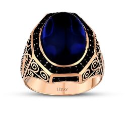 Altın Safir Erkek Yüzük - 1