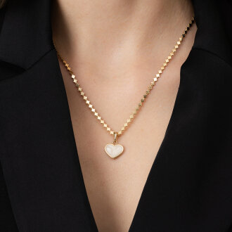 Altın Sedefli Kalp Kolye - 3