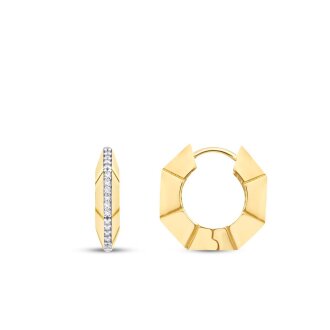 Altın Sıra Taşlı Halka Küpe - 1