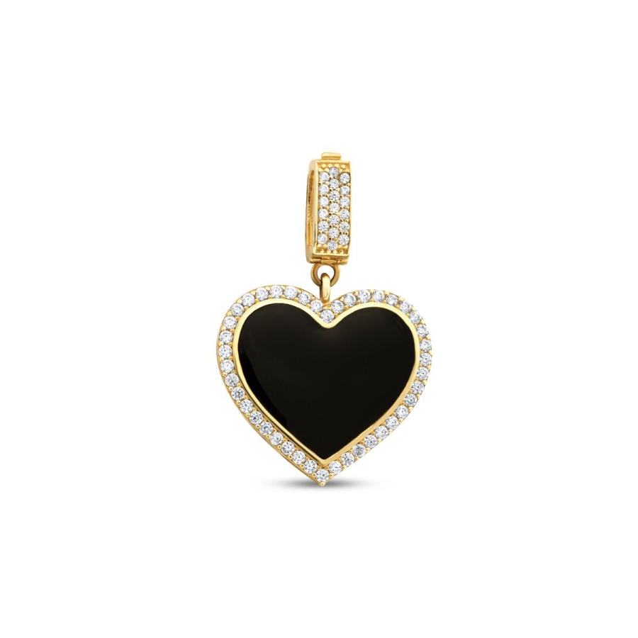 Altın Siyah Kalp Charm