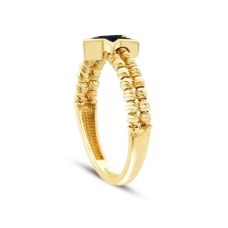 Altın Siyah Mineli Yıldız Yüzük - 2