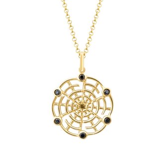 Altın Siyah Taşlı Ağ Erkek Kolye - 2