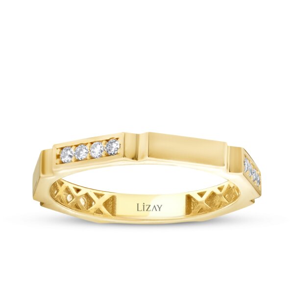 Altın Taş Detaylı Trend Yüzük
