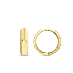 Altın Tasarım Dokulu Halka Küpe - 1