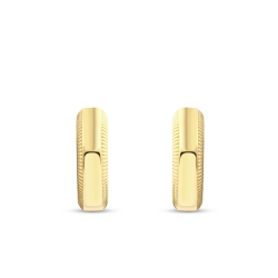 Altın Tasarım Dokulu Halka Küpe - 2