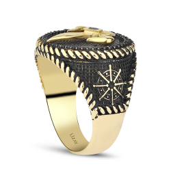 Altın Taşlı Erkek Yüzük - 2