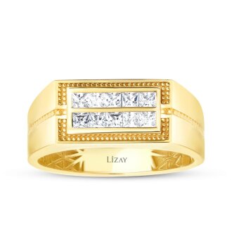 Altın Taşlı Erkek Yüzük - 1