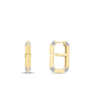 Altın Taşlı Geometrik Küpe - 1