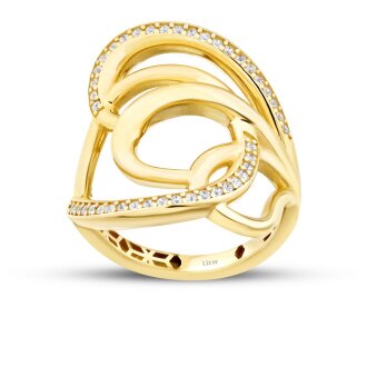 Altın Taşlı Geometrik Trend Yüzük - 1