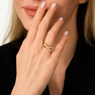 Altın Taşlı Geometrik Yüzük - 3