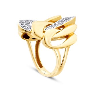 Altın Taşlı Geometrik Zincir Yüzük - 2