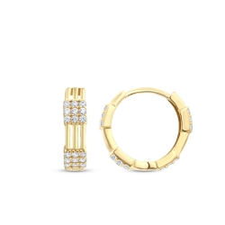 Altın Taşlı Halka Küpe - 1