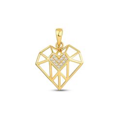 Altın Taşlı Kalp Kolye Ucu - 1