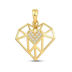 Altın Taşlı Kalp Kolye Ucu - 2