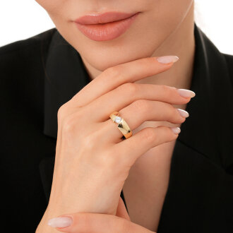 Altın Taşlı Kıvrım Yüzük - 3