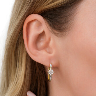 Altın Taşlı Kuzey Yıldızı Küpe - 3