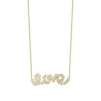 Altın Taşlı Love Kolye - 1