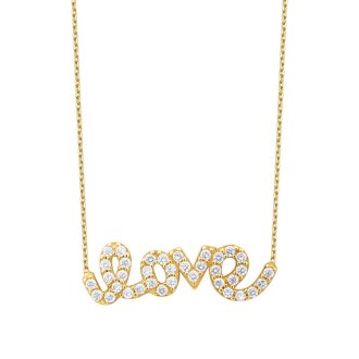 Altın Taşlı Love Kolye - 2