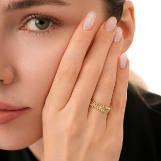 Altın Taşlı Mekik Yüzük - 3