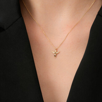 Altın Taşlı Melek Kolye - 3