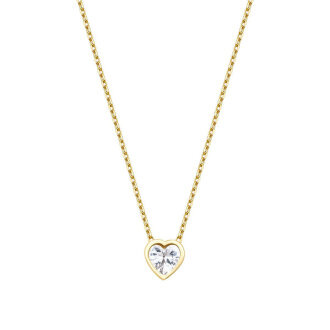 Altın Taşlı Minimal Kalp Kolye - 1