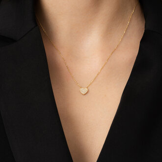 Altın Taşlı Minimal Kolye - 3