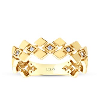 Altın Taşlı Mozaik Yüzük - 1