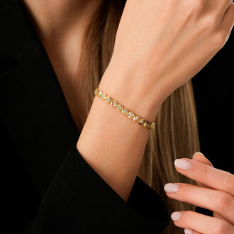 Altın Taşlı Piramit Bileklik - 3