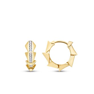 Altın Taşlı Sivri Halka Küpe - 1