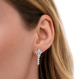 Altın Taşlı Trend Küpe - 3