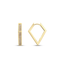 Altın Taşlı Üçgen Küpe - 1