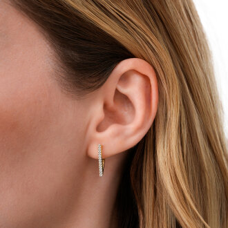 Altın Taşlı Üçgen Küpe - 3