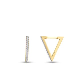 Altın Taşlı Üçgen Küpe - 1