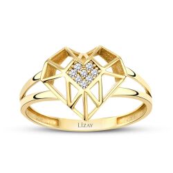 Altın Trend Taşlı Kalp Yüzük - 1