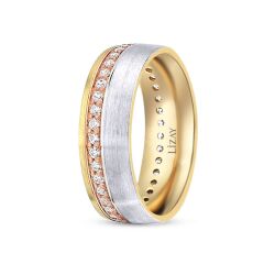 Altın Üç Renk Taşlı Alyans - 2