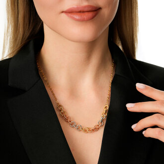 Altın Üç Renkli Top Kolye - 3