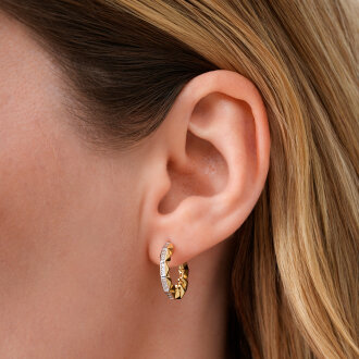 Altın Üçgen Sıra Taşlı Halka Küpe - 3