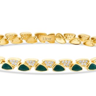 Altın Yeşil Mineli Taşlı Bileklik - 2