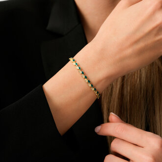 Altın Yeşil Mineli Taşlı Bileklik - 3