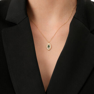 Altın Yeşil Taşlı Markiz Kolye - 3