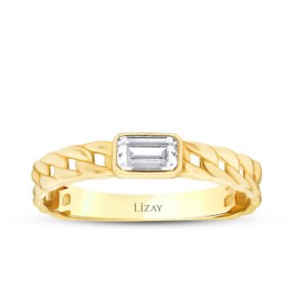 Altın Zincir Detaylı Baget Yüzük - 1