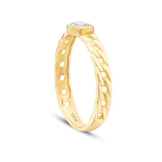 Altın Zincir Detaylı Baget Yüzük - 2