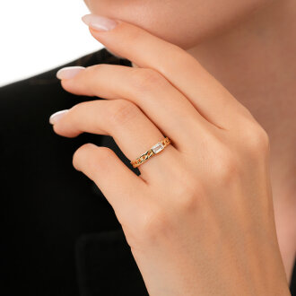 Altın Zincir Detaylı Baget Yüzük - 3