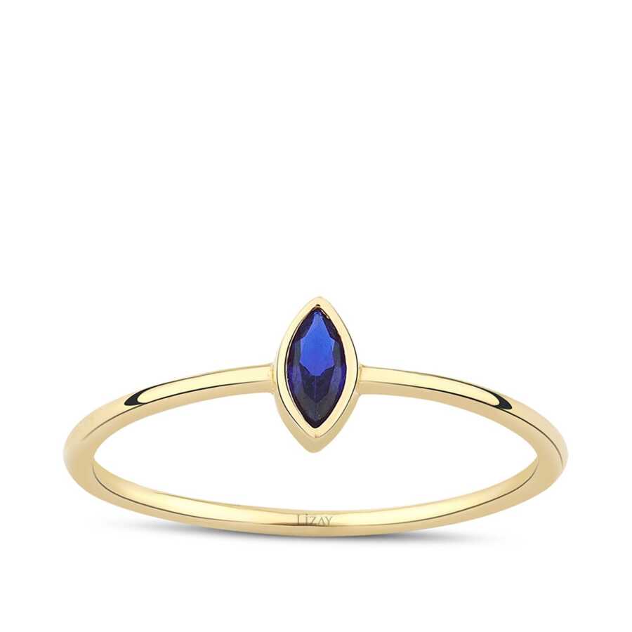 Gold Blue Stone Ring - 1