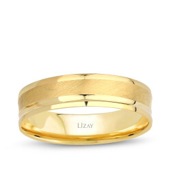 Gold Matte Textured Men's Wedding Ring 